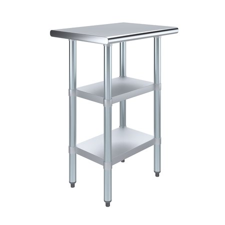 AMGOOD 18x24 Prep Table with Stainless Steel Top and 2 Shelves AMG WT-1824-2SH